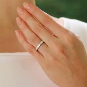 Contemporary Princess Cut Half Eternity Ring in Platinum