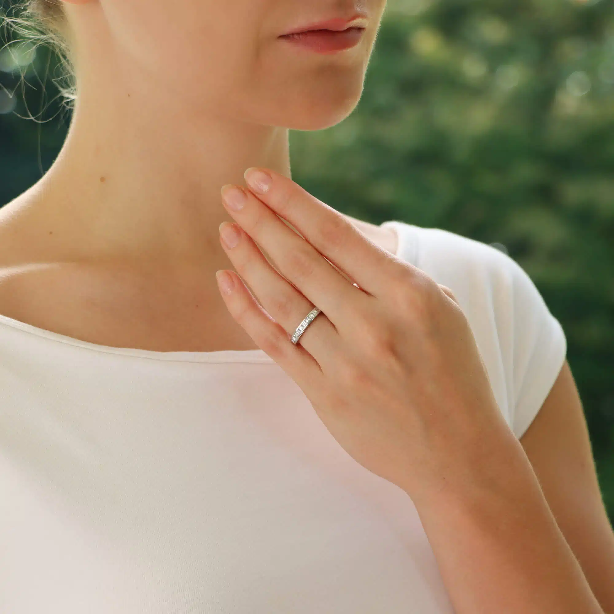 Contemporary Princess Cut Half Eternity Ring in Platinum