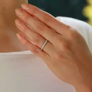 Contemporary Diamond Half Eternity Ring in White Gold