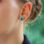 Emerald and Diamond Halo Earrings