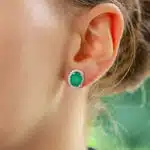 Emerald and Diamond Halo Earrings