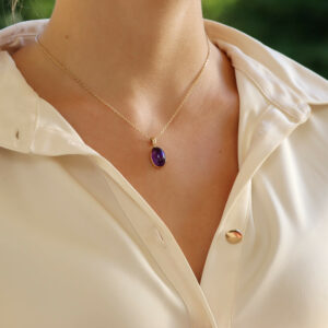 Vintage Amethyst Oval Pendant Necklace