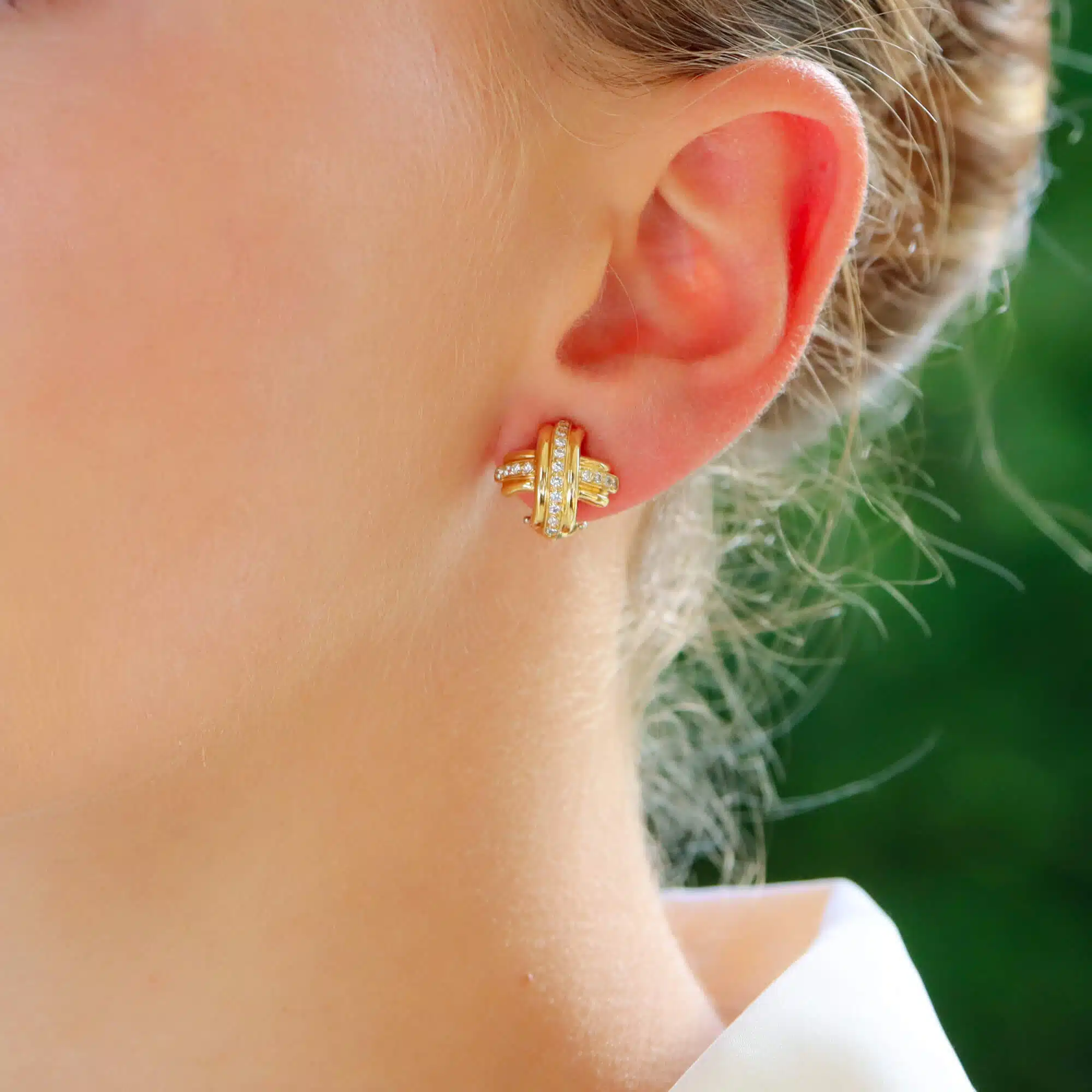 Vintage Tiffany & Co. Signature Diamond Cross Earrings