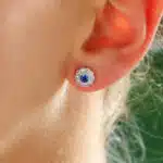 Sapphire and Diamond Floral Cluster Earrings