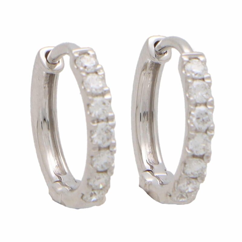 Contemporary 0.25ct Diamond Hoop Earrings in White Gold