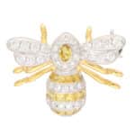 Yellow Sapphire and Diamond Bee Brooch