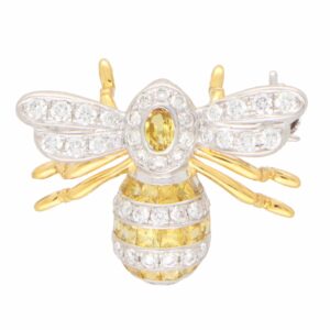 Yellow Sapphire and Diamond Bee Brooch