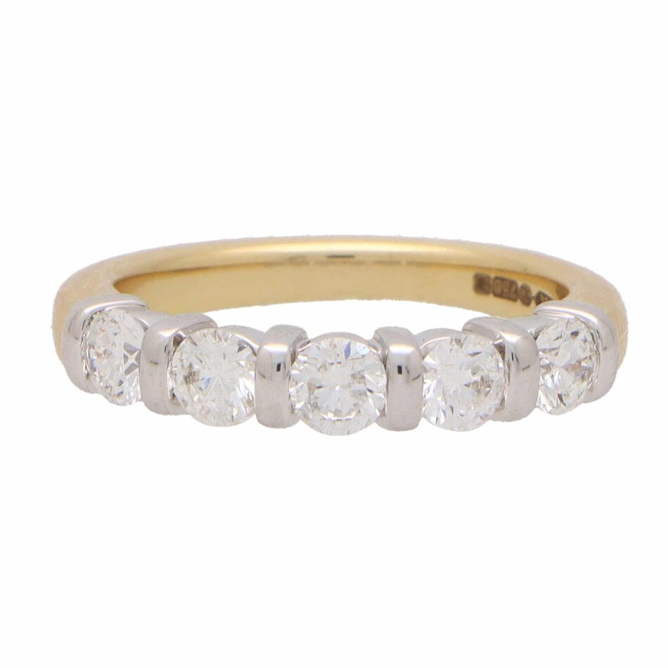 Contemporary Bar Set Diamond Half Eternity Ring