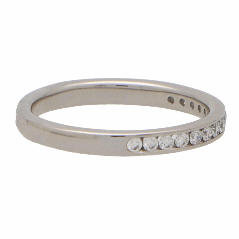 Contemporary Diamond Half Eternity Ring in White Gold
