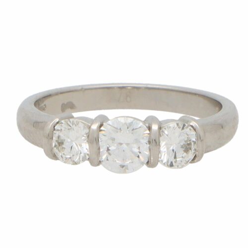 Bar Set Diamond Three Stone Ring