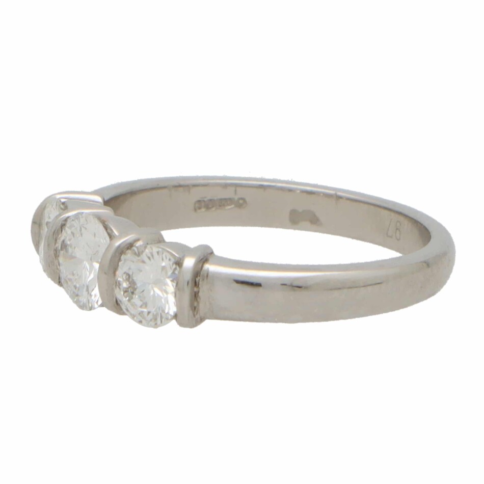 Bar Set Diamond Three Stone Ring