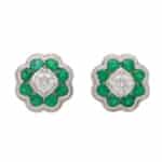 Emerald and Diamond Floral Earrings