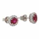 Ruby and Diamond Cluster Stud Earrings