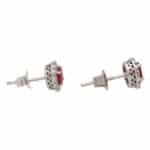 Ruby and Diamond Cluster Stud Earrings