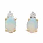 Vintage Opal and Diamond Stud Earrings