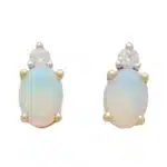Vintage Opal and Diamond Stud Earrings