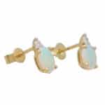 Vintage Opal and Diamond Stud Earrings