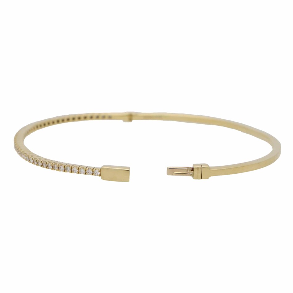 Vintage Half Diamond Set Bangle in Yellow Gold