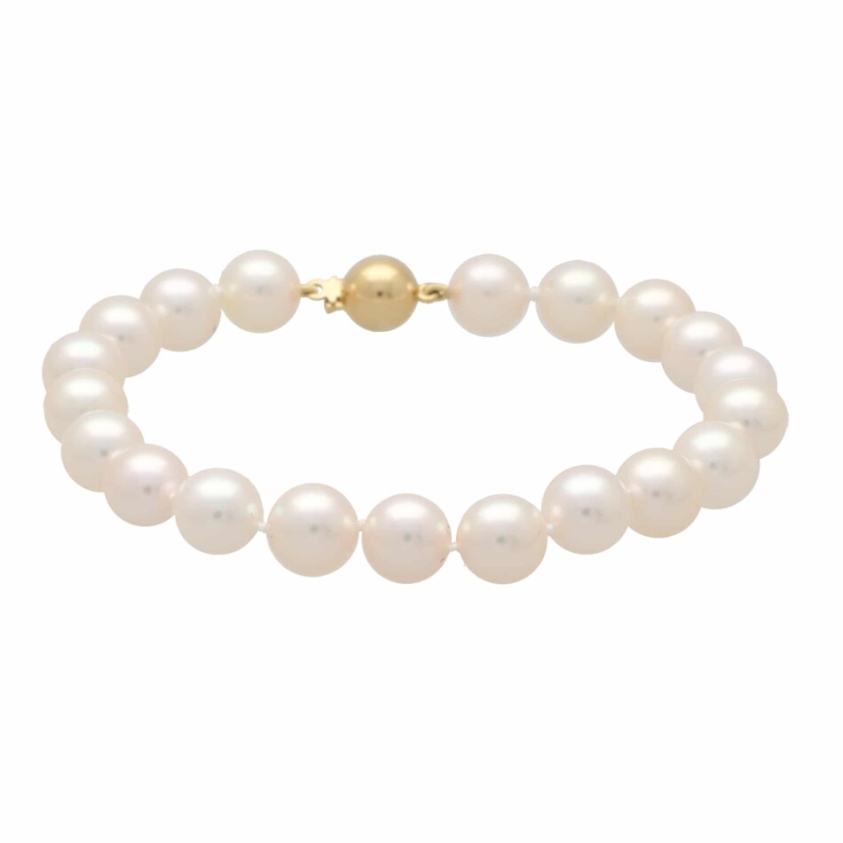 Vintage White Cultured Pearl Bracelet with Gold Clasp