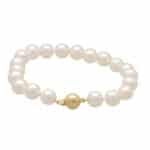 Vintage White Cultured Pearl Bracelet with Gold Clasp