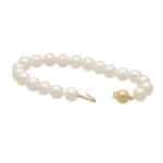 Vintage White Cultured Pearl Bracelet with Gold Clasp