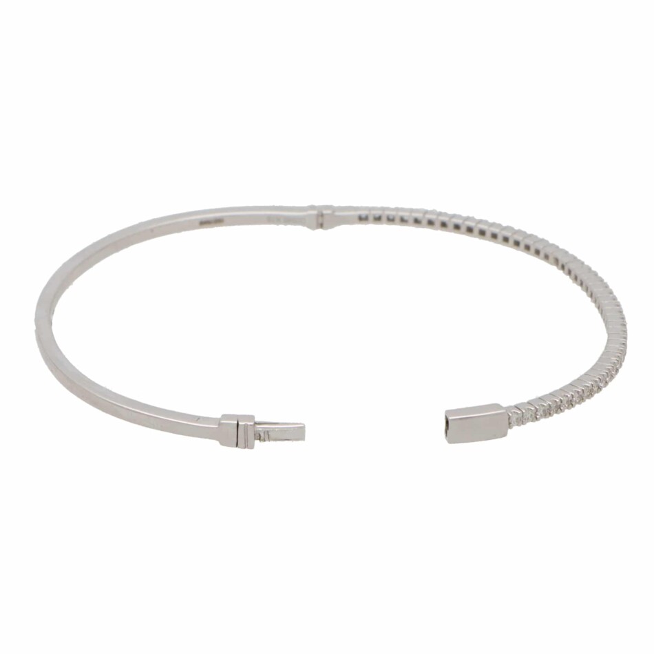 Vintage Half Diamond Set Bangle in White Gold