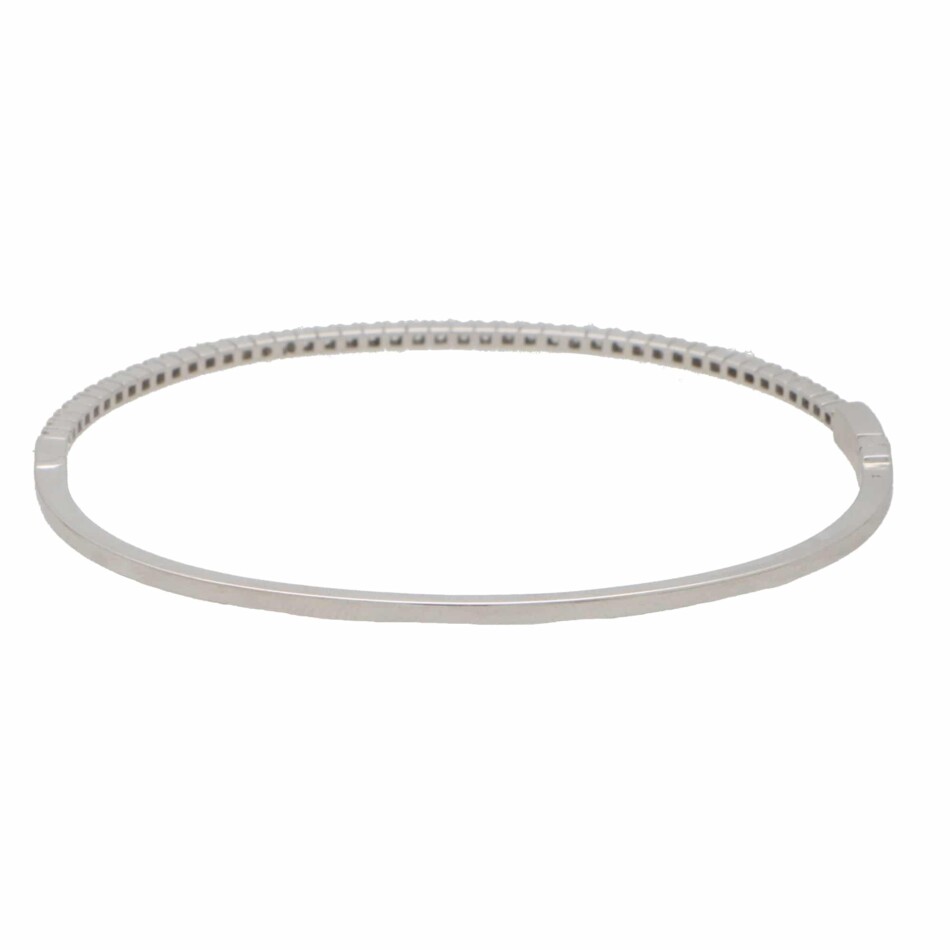 Vintage Half Diamond Set Bangle in White Gold