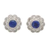 Sapphire and Diamond Floral Cluster Earrings