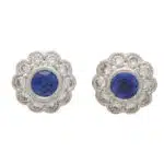 Sapphire and Diamond Floral Cluster Earrings