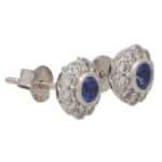 Sapphire and Diamond Floral Cluster Earrings