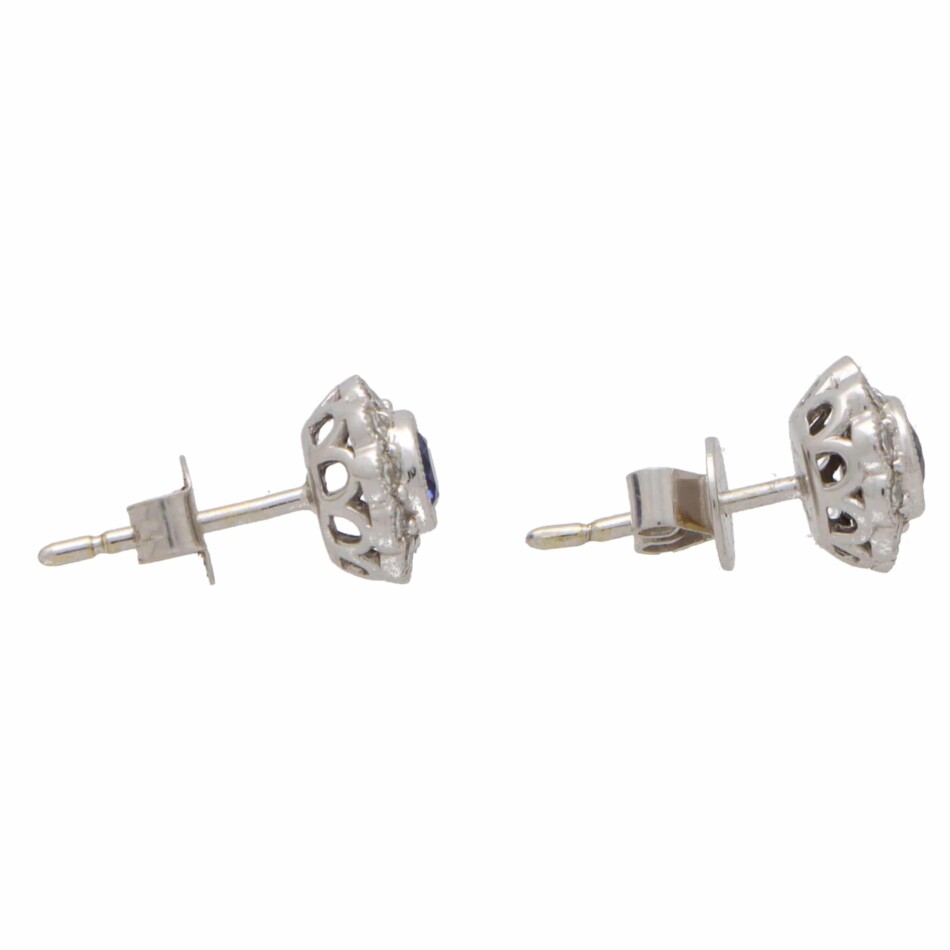 Sapphire and Diamond Floral Cluster Earrings