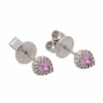 Vintage Pear Shaped Pastel Pink Sapphire and Diamond Earrings