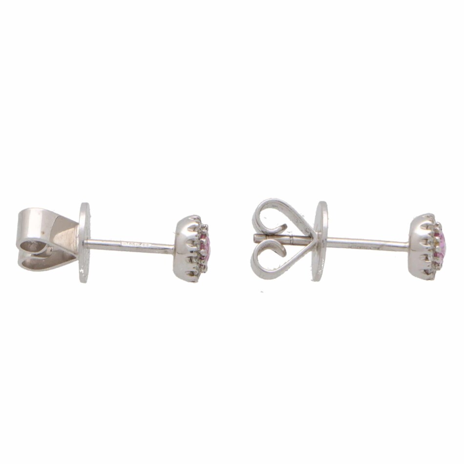Vintage Pear Shaped Pastel Pink Sapphire and Diamond Earrings