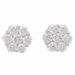 Vintage Floral Diamond Cluster Stud Earrings