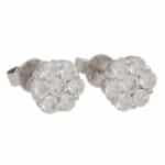 Vintage Floral Diamond Cluster Stud Earrings