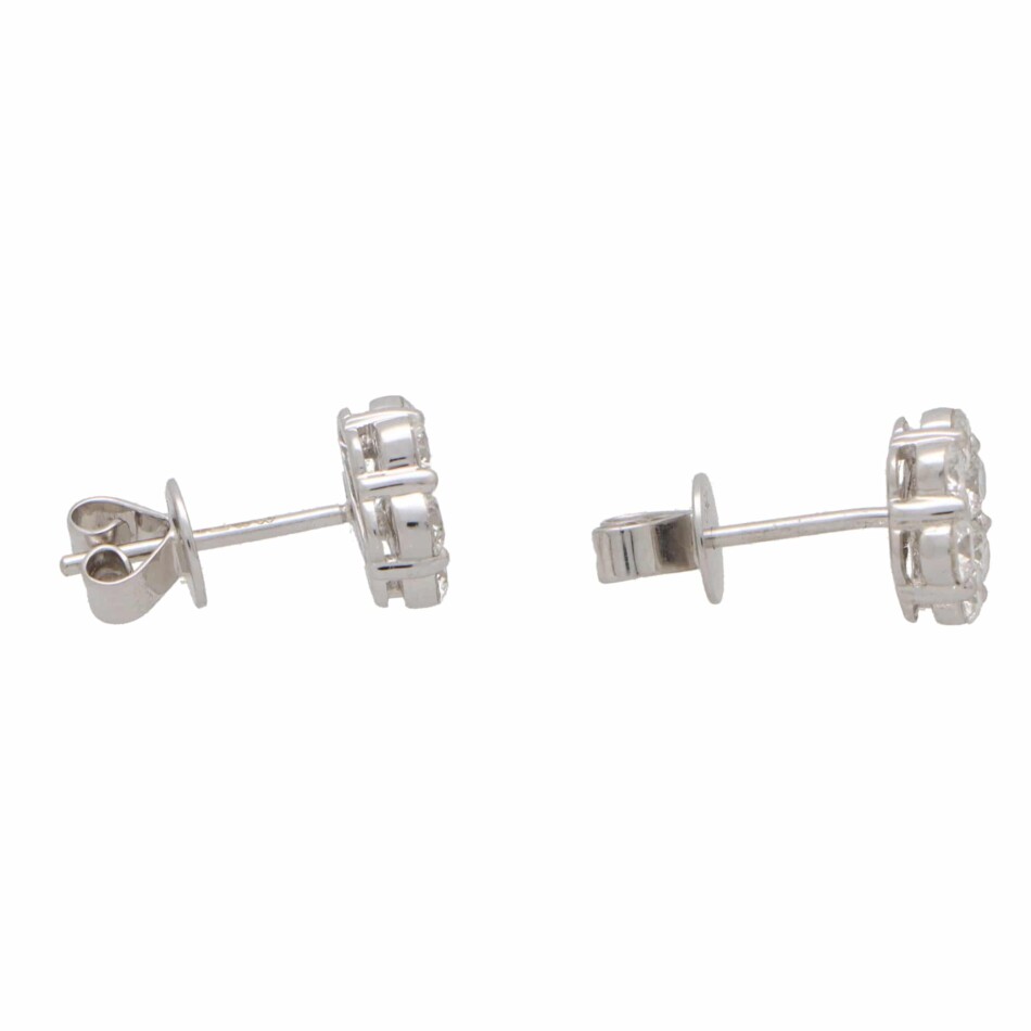 Vintage Floral Diamond Cluster Stud Earrings