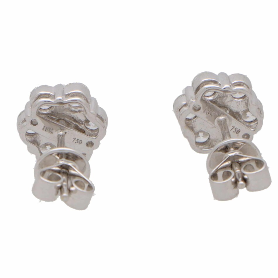 Vintage Floral Diamond Cluster Stud Earrings