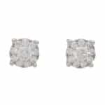 Round Brilliant Cut Diamond Cluster Stud Earrings