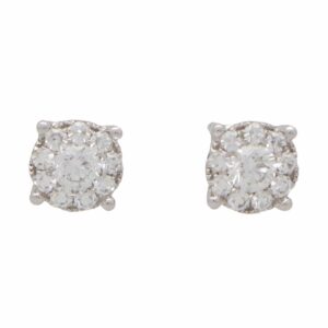 Round Brilliant Cut Diamond Cluster Stud Earrings