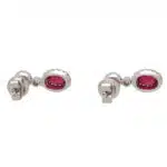 Vintage Ruby and Diamond Double Cluster Drop Earrings