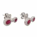 Vintage Ruby and Diamond Double Cluster Drop Earrings