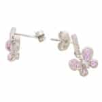 Vintage Pink Sapphire and Diamond Butterfly Earrings