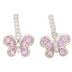 Vintage Pink Sapphire and Diamond Butterfly Earrings