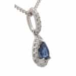 Vintage Pear Cut Sapphire and Diamond Pendant Necklace