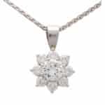 Vintage Diamond Floral Cluster Pendant Necklace