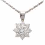 Vintage Diamond Floral Cluster Pendant Necklace