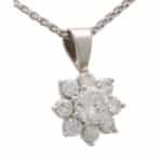 Vintage Diamond Floral Cluster Pendant Necklace