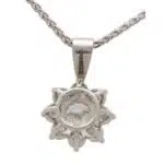 Vintage Diamond Floral Cluster Pendant Necklace