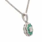 Emerald and Diamond Floral Pendant Necklace