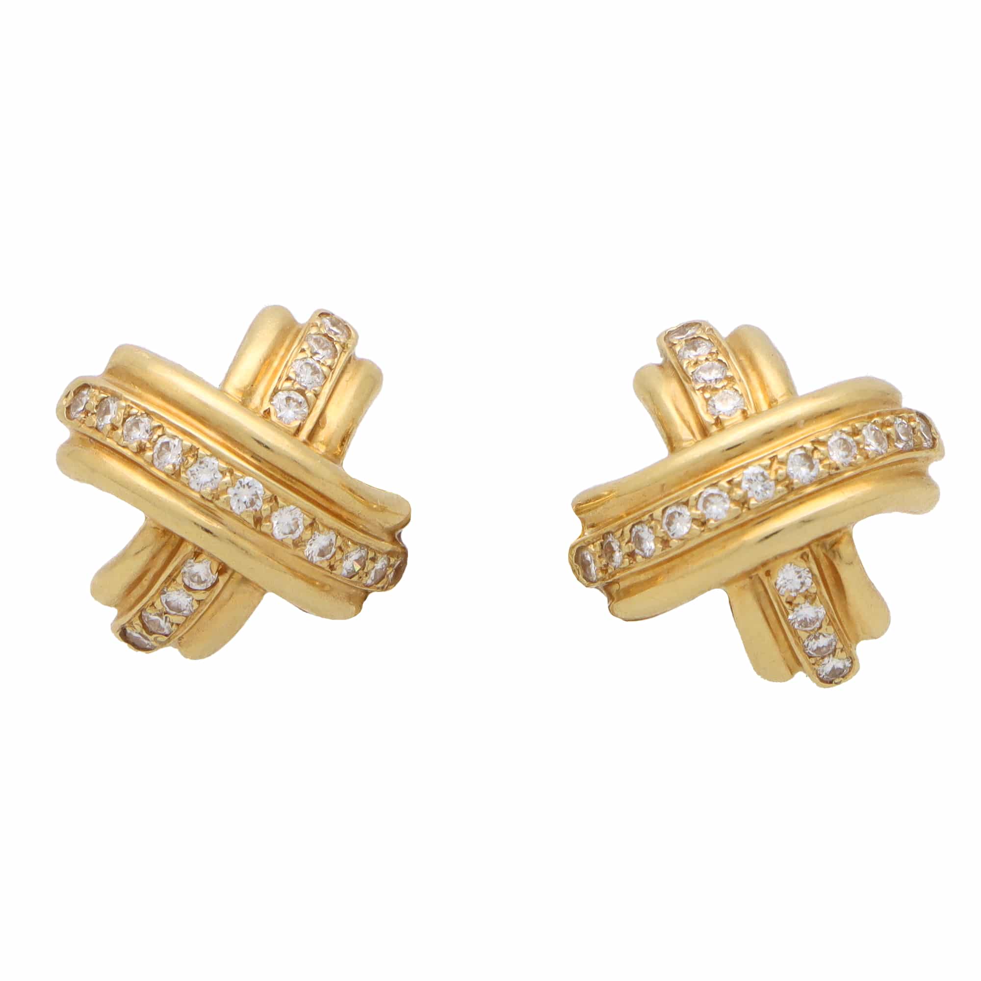 Vintage Tiffany & Co. Signature Diamond Cross Earrings at